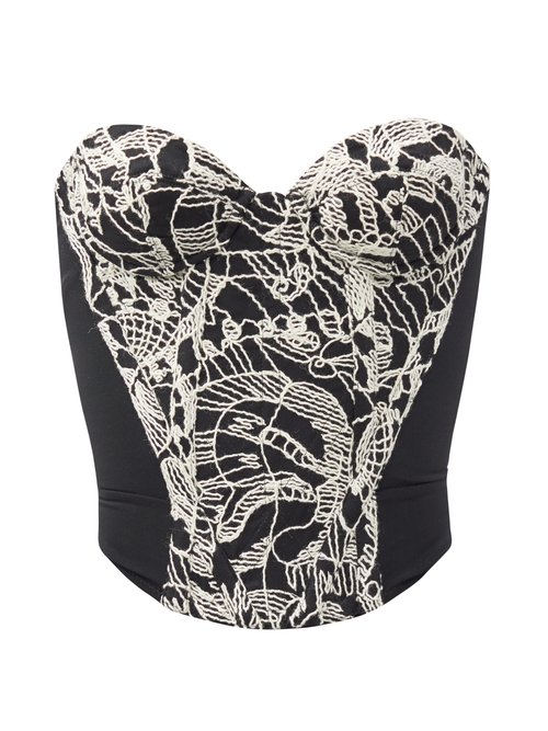 Vivienne Westwood - Embroidered Wool-blend Bustier Top Black