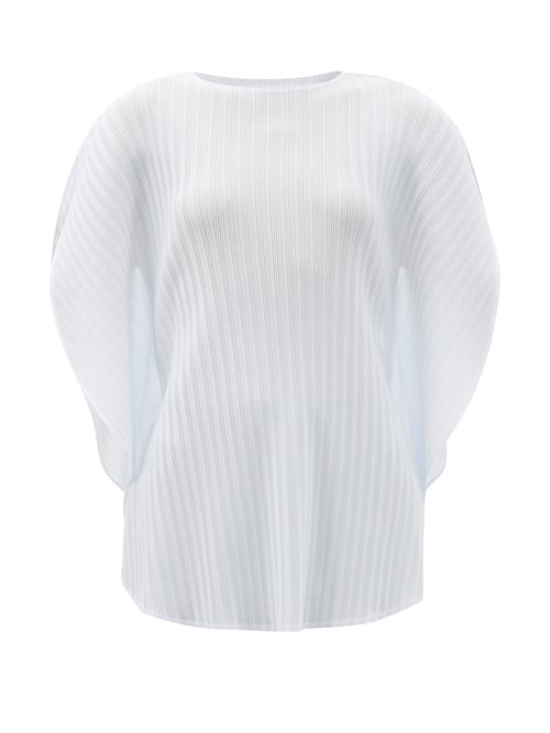 Pleats Please Issey Miyake ROUND-NECK RIBBED TECHNICAL-PLEATED TOP