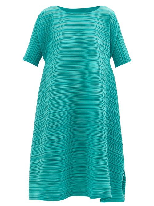 Pleats Please Issey Miyake - Technical-pleated Trapeze Dress Green