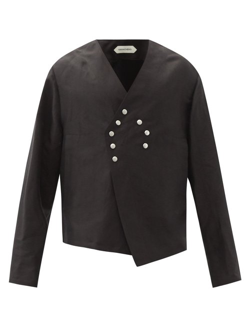 Namacheko Skaftbladen Buttoned Linen-blend Jacket In Black | ModeSens