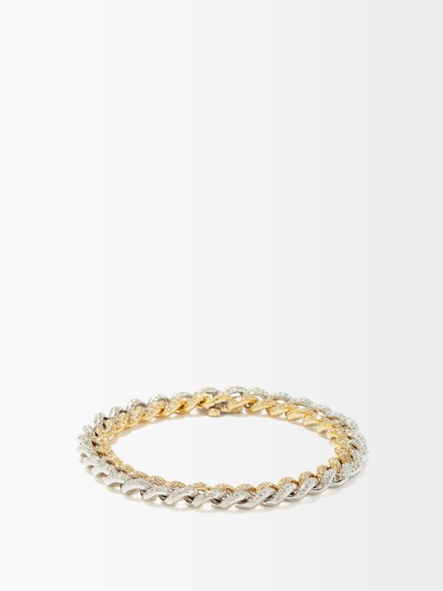 2-tone Medium Diamond & 18kt Gold Bracelet