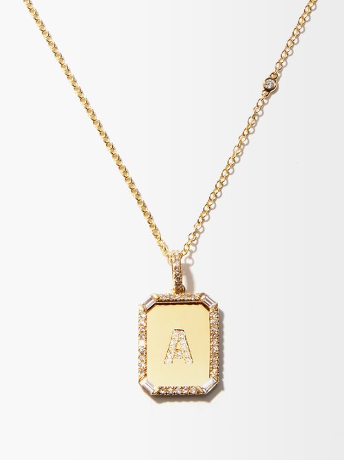 Initial Diamond & 18kt Gold Necklace (a-m)