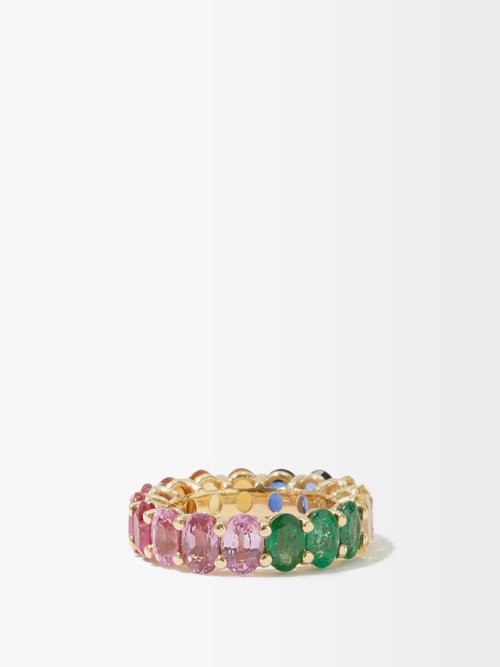 Ruby, Sapphire, Emerald & 18kt Gold Ring