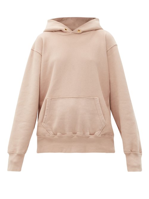 Buy Les Tien - Brushed-back Cotton Hooded Sweatshirt Light Pink online - shop best Les Tien 