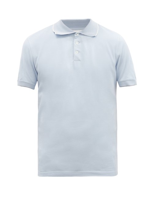 Brunello Cucinelli - Cotton-piqué Polo Shirt - Mens - Light Blue