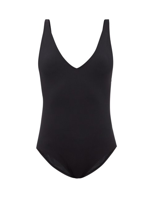 Totême - Deep V-neck Recycled-fibre Swimsuit Black Beachwear