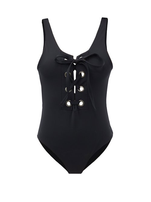 Mara Hoffman - Desa Laced Recycled Fibre-blend Swimsuit Black Beachwear