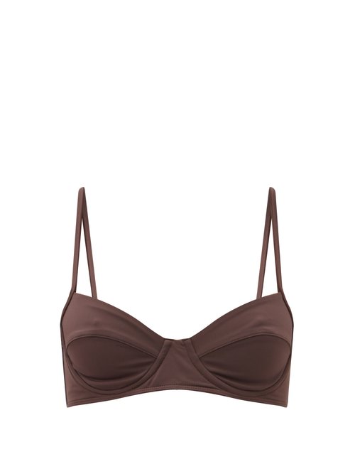 Buy Mara Hoffman - Lua Underwired Recycled-fibre Blend Bikini Top Dark Brown online - shop best Mara Hoffman swimwear sales