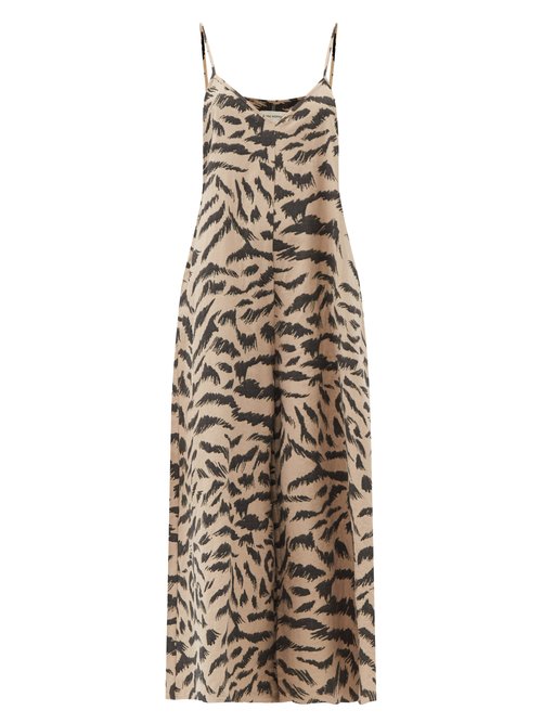 Mara Hoffman - Carly Tiger-jacquard Organic-cotton Jumpsuit Brown Multi