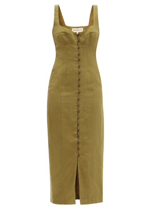 Buy Mara Hoffman - Angelica Buttoned Midi Dress Green online - shop best Mara Hoffman clothing sales