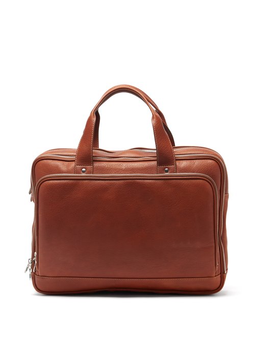 Brunello Cucinelli - Logo-debossed Leather Briefcase - Mens - Brown