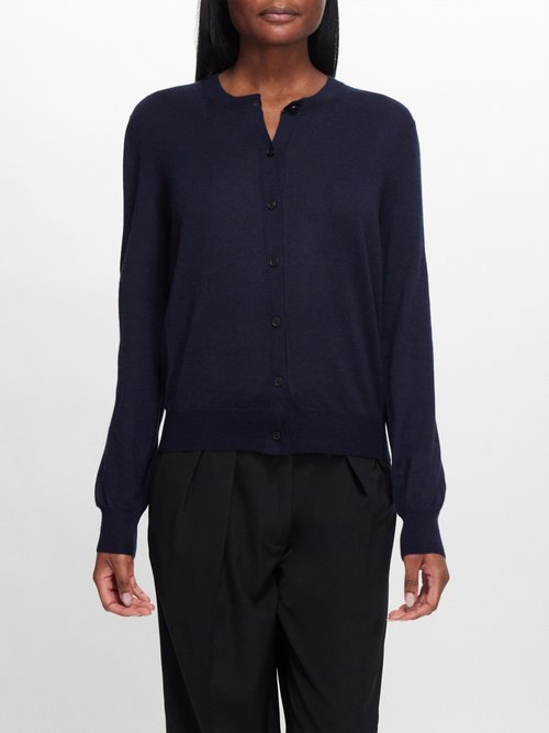 The Row - Battersea Round-neck Cashmere Cardigan Navy