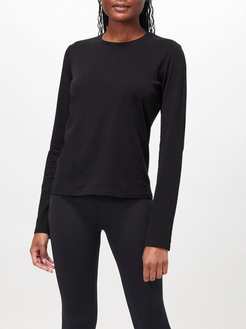 The Row - Sherman Cotton-jersey Long-sleeved T-shirt - Womens - Black - XS