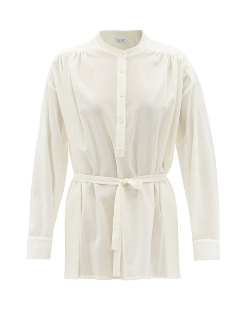 Raey - Gathered Sheer Cotton-voile Shirt Ivory