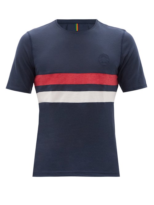 Iffley Road Cambrian Striped Drirelease-jersey T-shirt In Navy