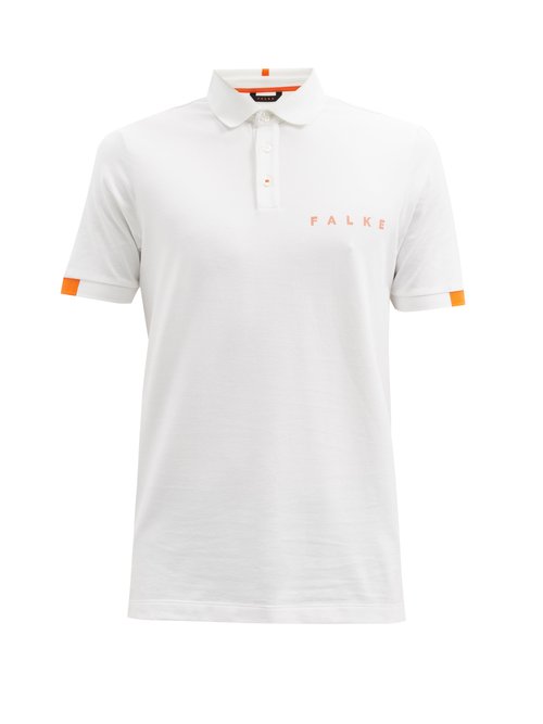 Falke Logo-print Cotton-blend Piqué Polo Shirt In White