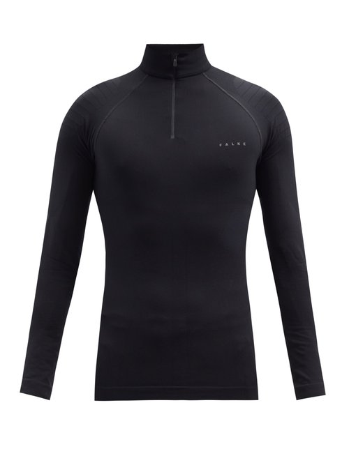 Falke Maximum Warm High-neck Stretch-jersey Top In Black