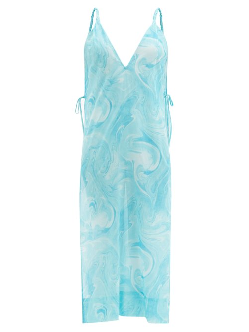 V-neck Abstract-print Cotton Cover-up Dress