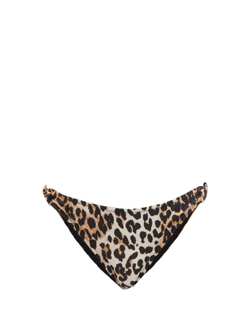 Buy Ganni - Leopard-print Recycled Fibre-blend Bikini Briefs Leopard Print online - shop best Ganni swimwear sales