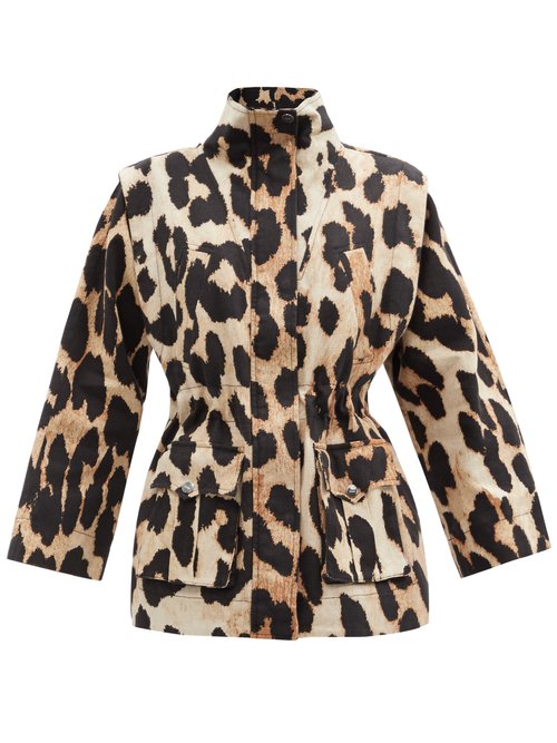 Ganni - Leopard-print Linen-blend Canvas Jacket Leopard