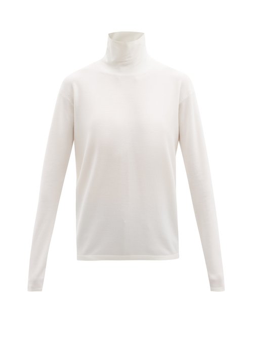 Another Tomorrow - Roll-neck Wool-blend Sweater White
