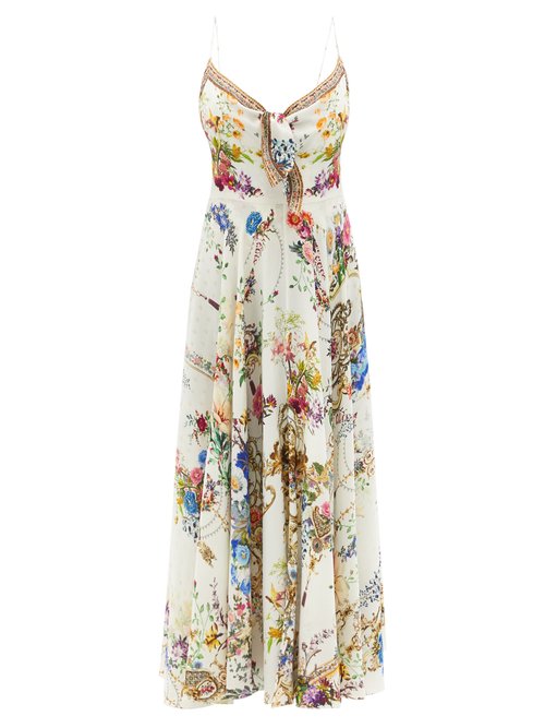 Camilla BY THE MEADOW-PRINT TIE-FRONT SILK MAXI DRESS