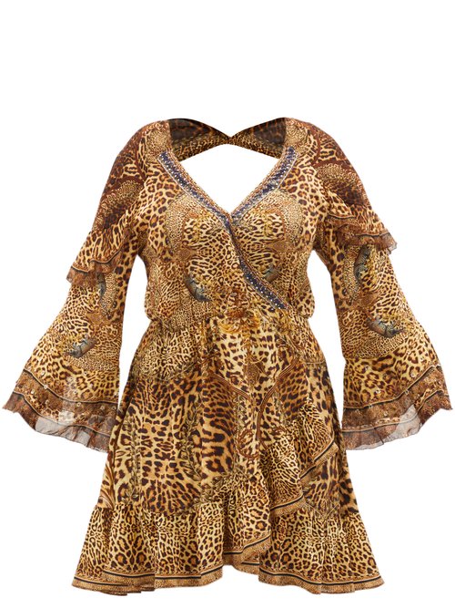 Buy Camilla - Lady Lodge Leopard-print Silk Mini Dress Leopard online - shop best Camilla clothing sales