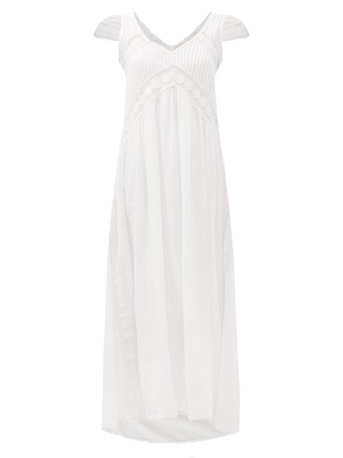 Loveshackfancy – Archer Pintucked Swiss-dot Cotton Maxi Dress White