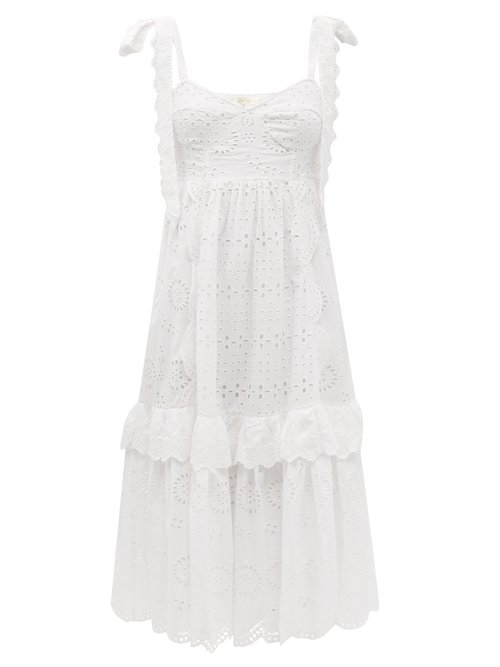 Buy Loveshackfancy - Antonella Broderie-anglaise Cotton Sun Dress White online - shop best LoveShackFancy clothing sales