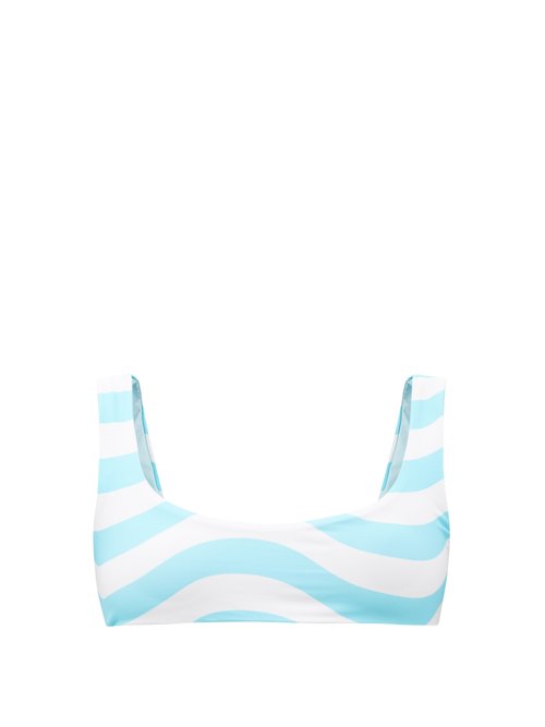 Solid & Striped - The Elle Reversible Recycled-fibre Bikini Top Blue Beachwear
