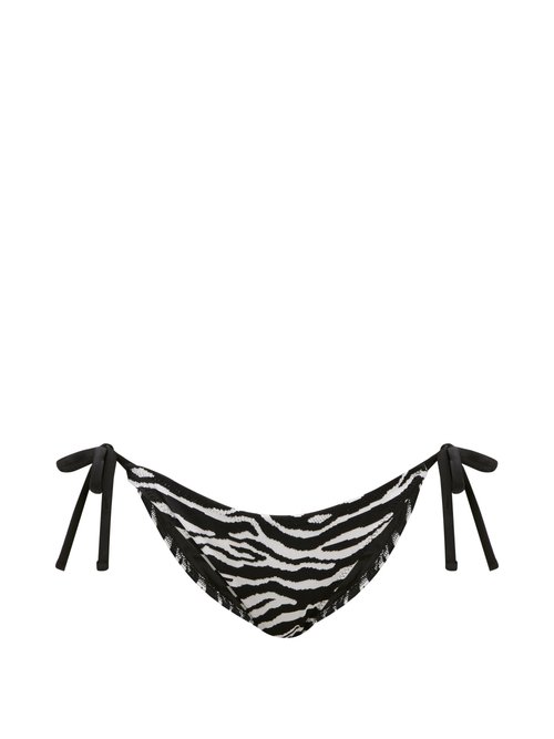 Solid & Striped - The Tenley Zebra-jacquard Bikini Briefs Black Print Beachwear