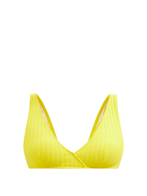 Solid & Striped - The Annie Ribbed Bikini Top Yellow Beachwear