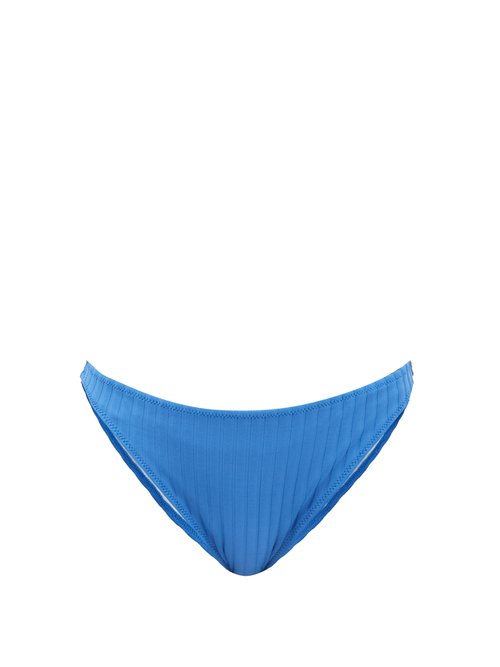 Solid & Striped - The Elsa Low-rise Ribbed Bikini Briefs Blue Beachwear
