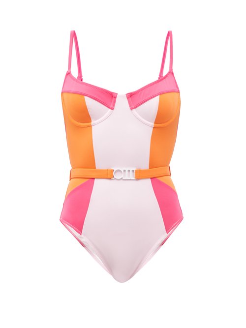 Solid & Striped - The Spencer Colourblock Swimsuit Pink Multi Beachwear