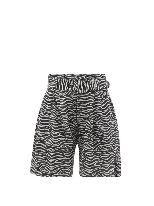 Solid & Striped - The Talia Zebra-print Cotton-blend Wide-leg Shorts Black Print Beachwear