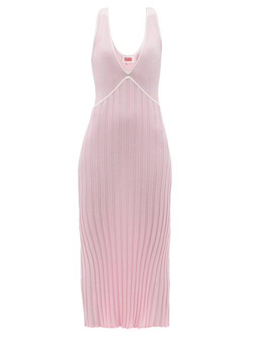 Solid & Striped - The Aubrey V-neck Rib-knit Jersey Dress Light Pink