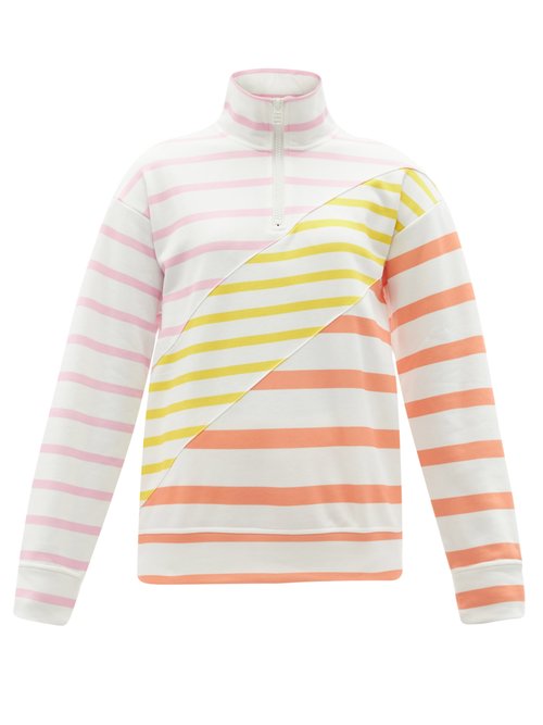 Solid & Striped - The Pullover Colour-blocked Jersey Sweatshirt White Multi