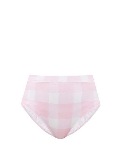 Buy Solid & Striped - The Lilo High-rise Gingham Bikini Briefs Pink White online - shop best Solid & Striped swimwear sales