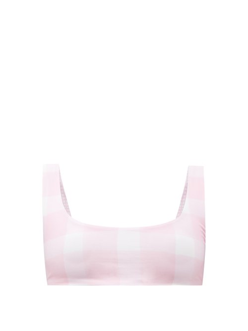 Solid & Striped - The Elle Reversible Recycled-fibre Bikini Top Pink White Beachwear