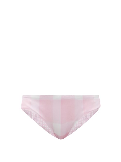 Buy Solid & Striped - The Elle Reversible Recycled-fibre Bikini Briefs Pink White online - shop best Solid & Striped swimwear sales