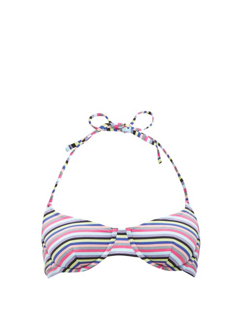 Solid & Striped - The Pomano Underwired Striped Bikini Top Multi Beachwear