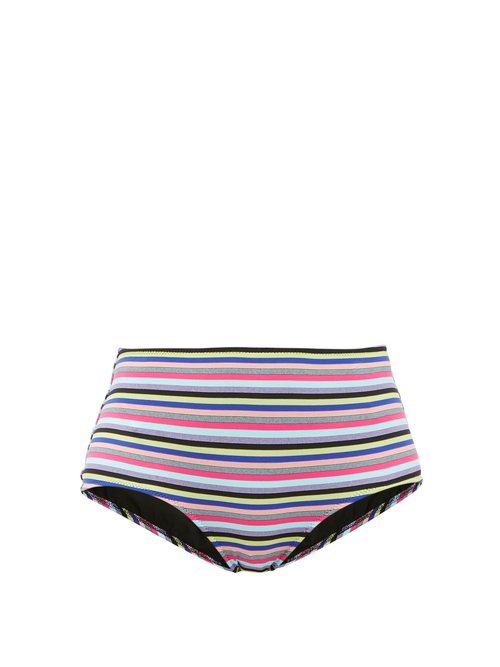 Solid & Striped - The Pomano High-rise Striped Bikini Briefs Multi Beachwear