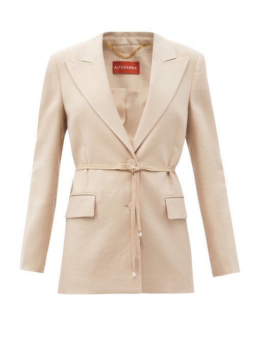 Buy Altuzarra - Arbor Pearl-trimmed Linen-blend Jacket Beige online - shop best Altuzarra clothing sales