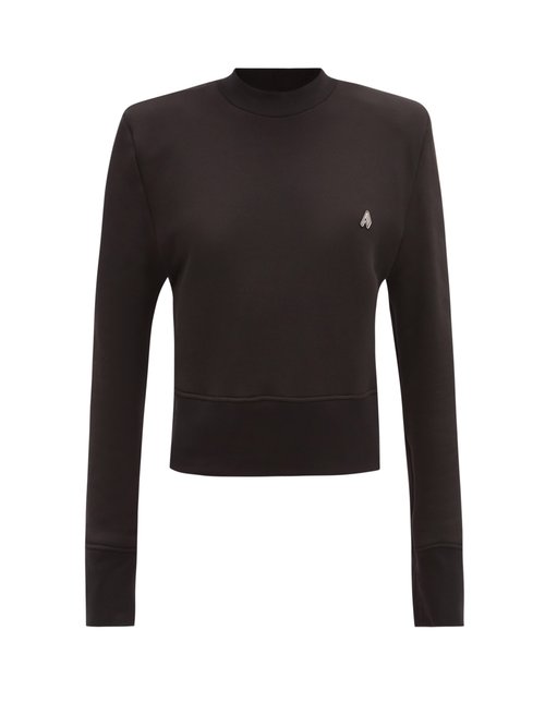 The Attico - Kenna Padded-shoulder Cotton-jersey Sweatshirt Black