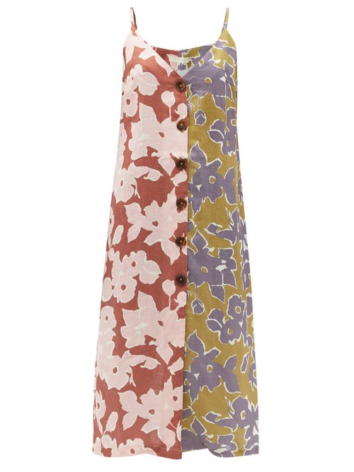 Cala De La Cruz - Luisa Floral-print Linen Midi Dress Multi