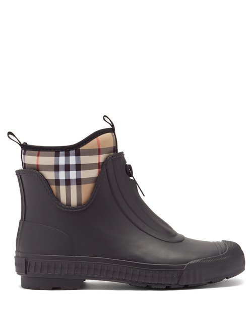 Buy Burberry - Flinton Vintage-check Neoprene & Rubber Rain Boots Black Multi online - shop best Burberry shoes sales