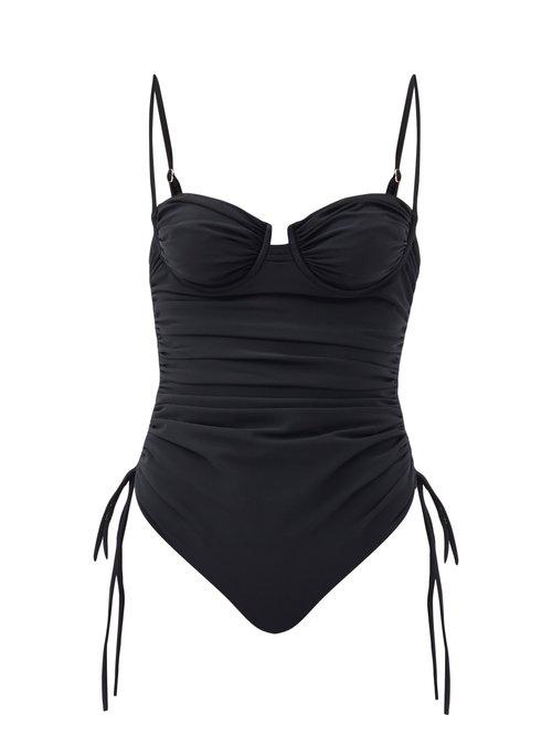 Isa Boulder - Nina Ruched Swimsuit Black Beachwear