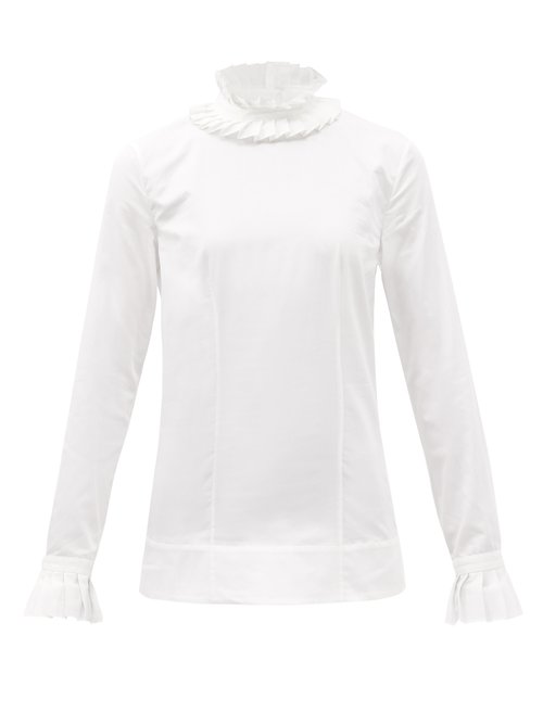 Duncan - Toni Ruffled Cotton-poplin Shirt White