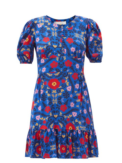 La DoubleJ – Coquette Floral-print Dress Blue Multi