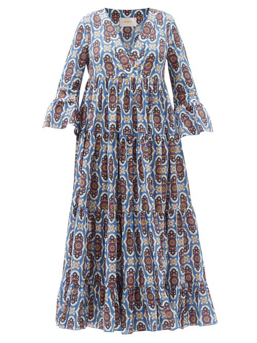 La DoubleJ - Jennnifer Jane Amalfi-print Cotton-poplin Dress Blue Multi
